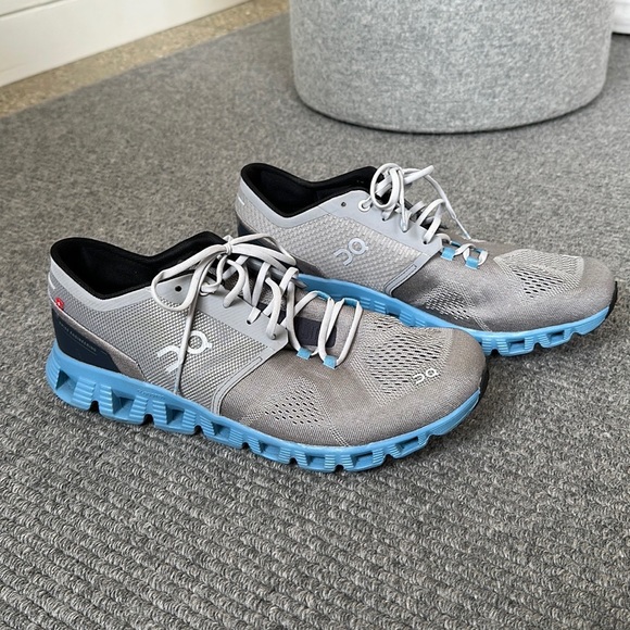 On Running Other - On Running Men’s Cloud X Sneaker, Gray Upper and Blue Sole, Size 10.5